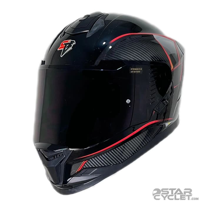 کلاه کاسکت فک ثابت STEELBIRD مدل SBH57 FIGHTER GLOSSY BLACK RED