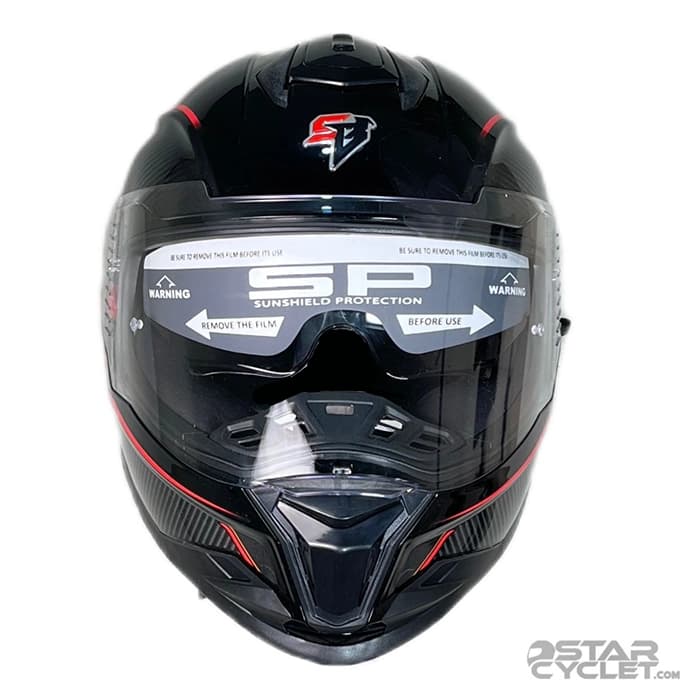 کلاه کاسکت فک ثابت STEELBIRD مدل SBH57 FIGHTER GLOSSY BLACK RED — تصویر ۵