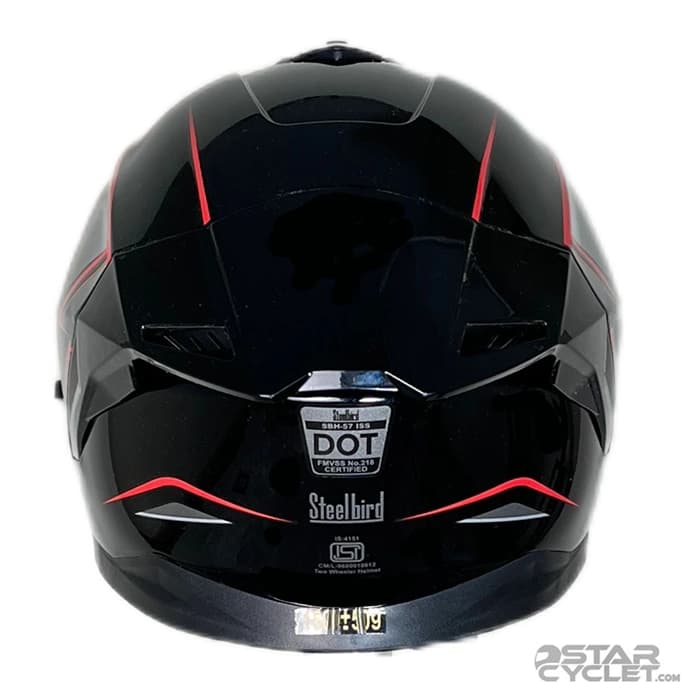 کلاه کاسکت فک ثابت STEELBIRD مدل SBH57 FIGHTER GLOSSY BLACK RED — تصویر ۴
