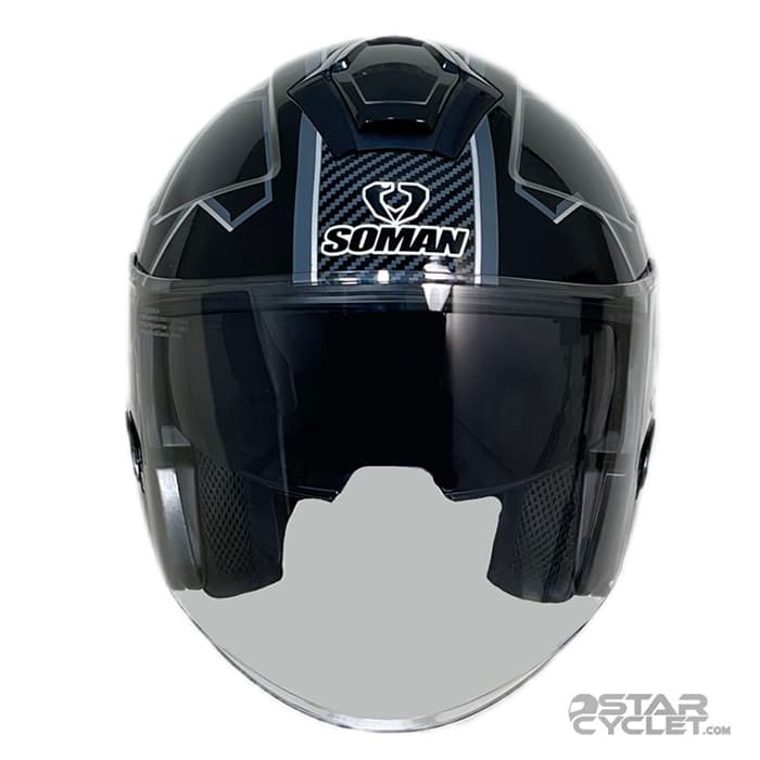 کلاه کاسکت بدون فک سومان مدل SM523 THUNDER BLACK SILVER — تصویر ۴