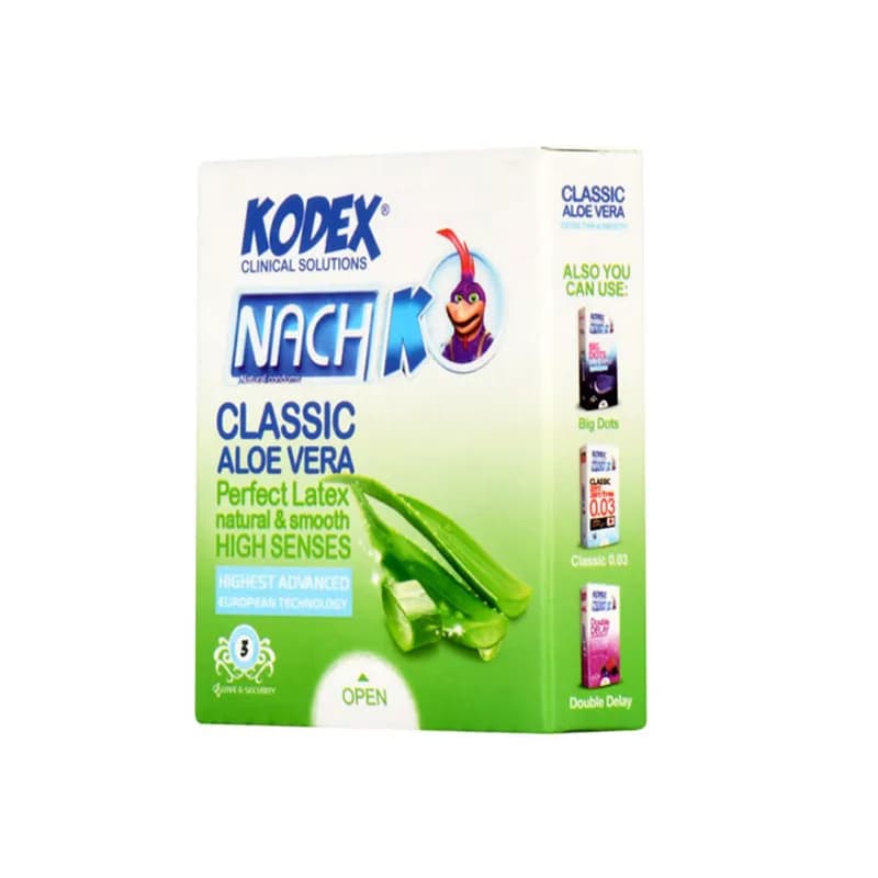 کاندوم کدکس آلوئه ورا مدل Classic Aloe Vera بسته 3 عددی