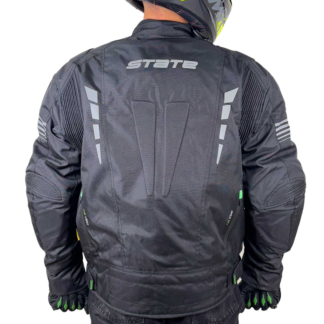 کاپشن موتور سواری چهار فصل استیت مدل نیف BLACK GREEN — تصویر ۳