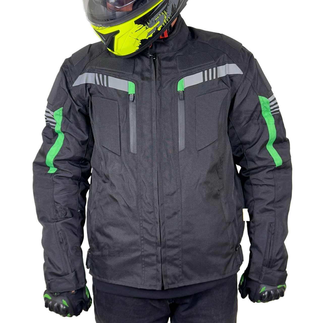 کاپشن موتور سواری چهار فصل استیت مدل نیف BLACK GREEN