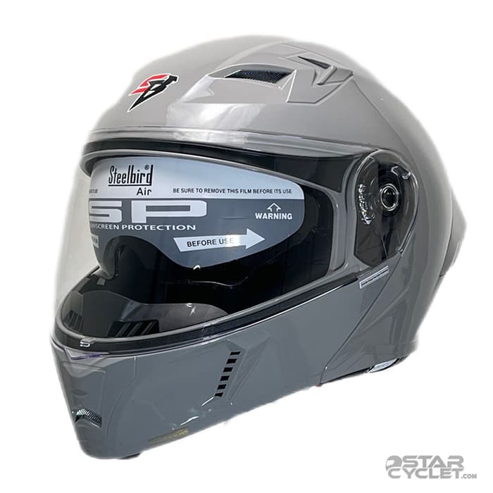 کلاه کاسکت فک متحرک steelbird مدل sba20 SHINE GRAY