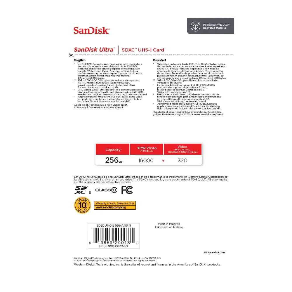 کارت حافظه سندیسک مدل SanDisk 256GB Ultra SDXC UHS-I 150MB/s — تصویر ۲