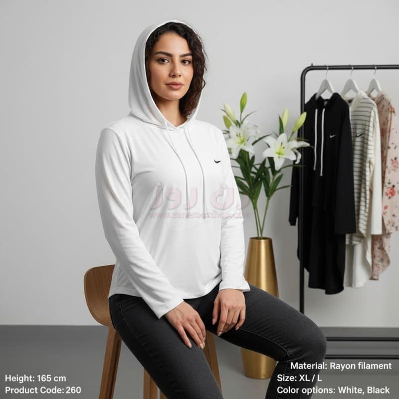 بلوز زنانه ورزشی آستین بلند کلاه دار نایکی (nike) — تصویر ۳