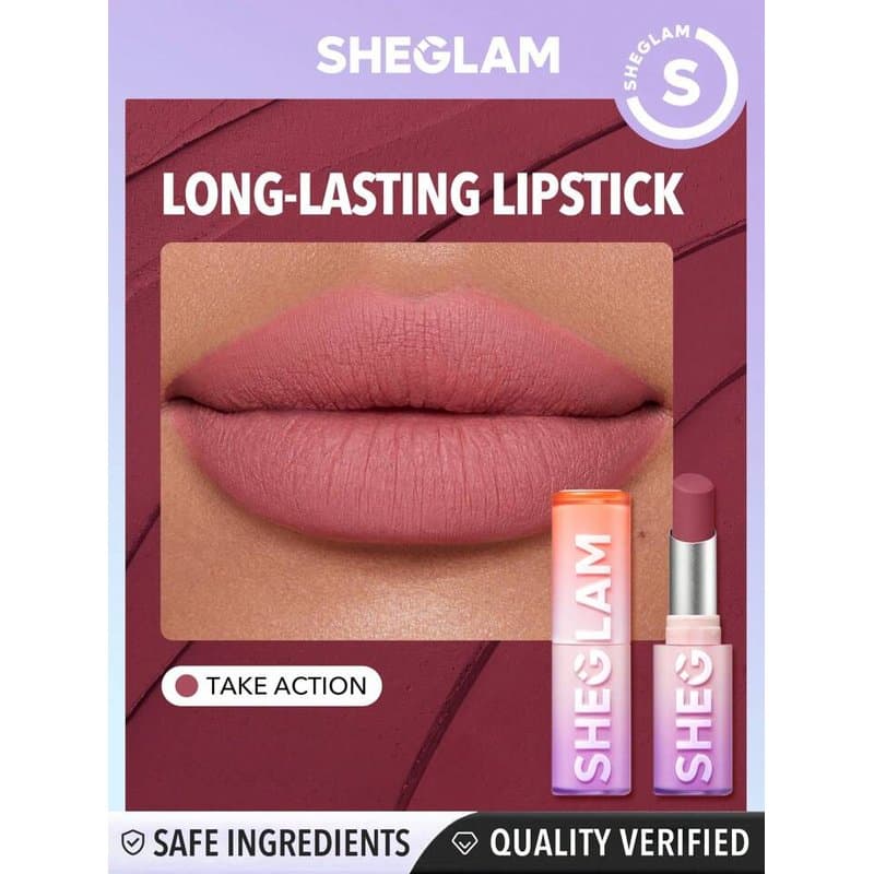 رژ لب مات بادوام شیگلم مدل Dynamatte Boom رنگ Take Action حجم ۲.۷ گرم SHEGLAM Dynamatte Boom Long-Lasting Matte Lipstick – Take Action — تصویر ۲