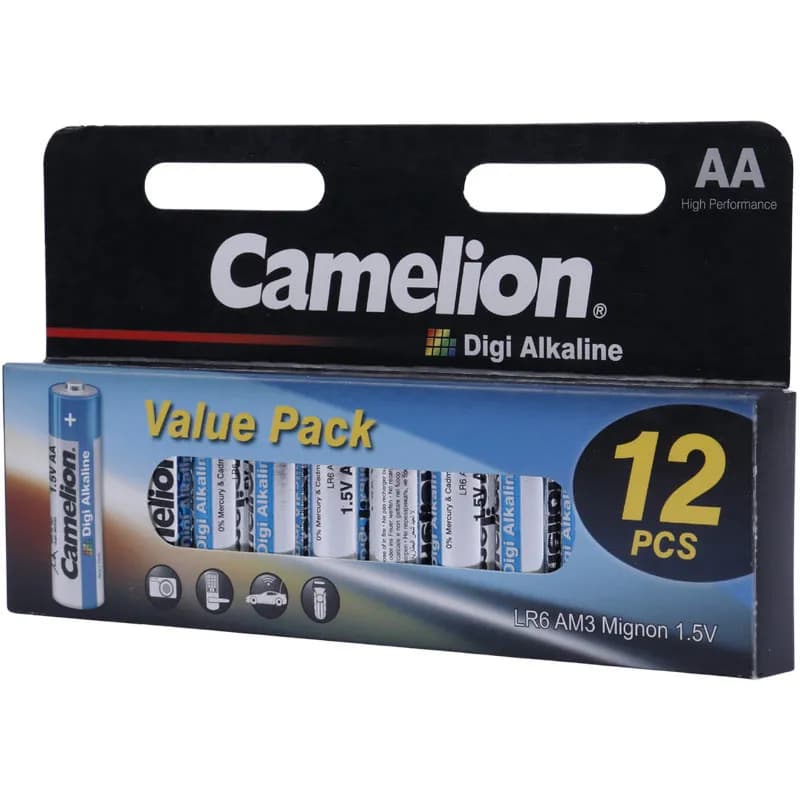 باتری قلمی Camelion Digi Alkaline LR6 AM3 1.5V AA بسته 12 عددی — تصویر ۵