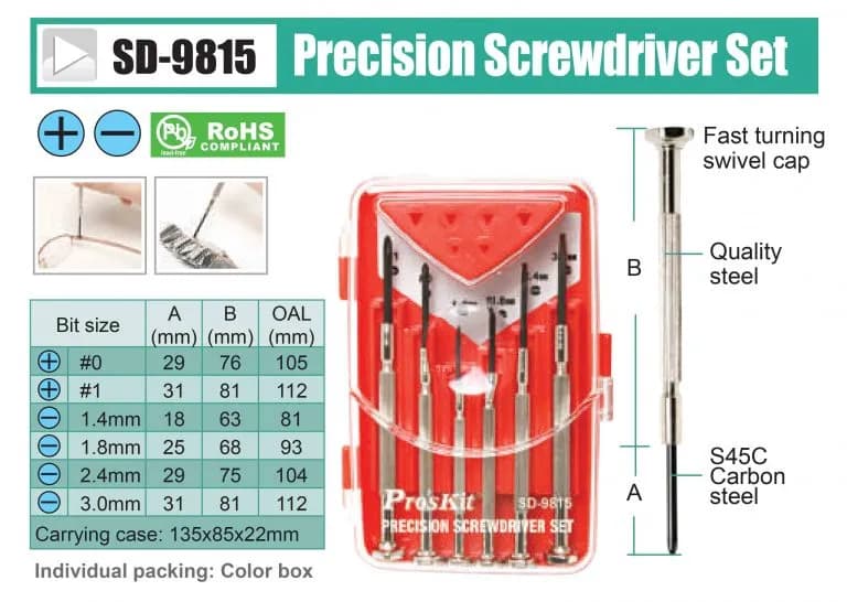 ست پیچ گوشتی ساعتی پروسکیت مدل Pro’sKit SD-9815 — تصویر ۵