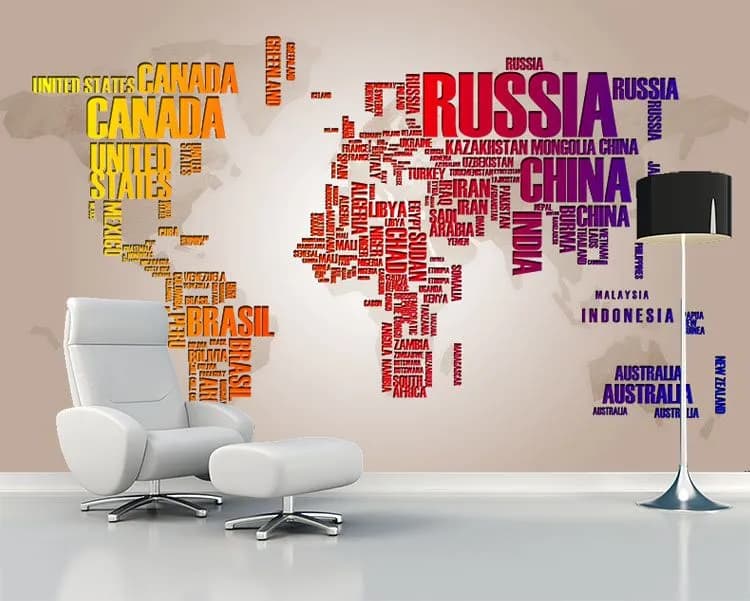 پوستر دیواری نقشه جهان رنگی