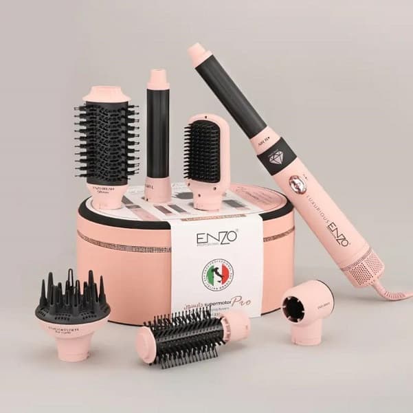 سشوار برس دار حالت دهنده انزو پروفیشینال مدل EN-4133 PRO با توان 1500 وات، موتور DC، تنظیمات دما سه حالته، تنظیم سرعت — تصویر ۶