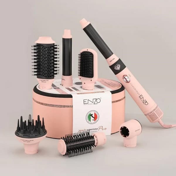 سشوار برس دار حالت دهنده انزو پروفیشینال مدل EN-4133 PRO با توان 1500 وات، موتور DC، تنظیمات دما سه حالته، تنظیم سرعت — تصویر ۸