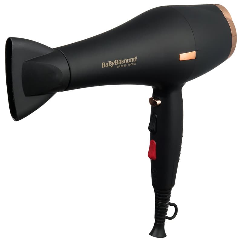 سشوار خانگی 7000 وات بیبی باس نانو مدل BA8960، موتور AC، وزن 700 گرم، دارای سری متمرکزکننده باریک، متمرکزکننده پهن با — تصویر ۲