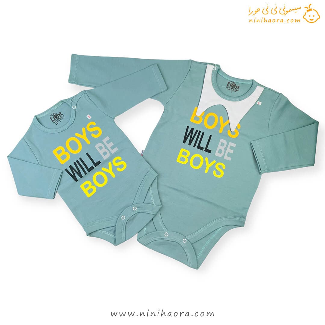 زیردکمه آستین بلند پنبه با طرح Boys — تصویر ۴