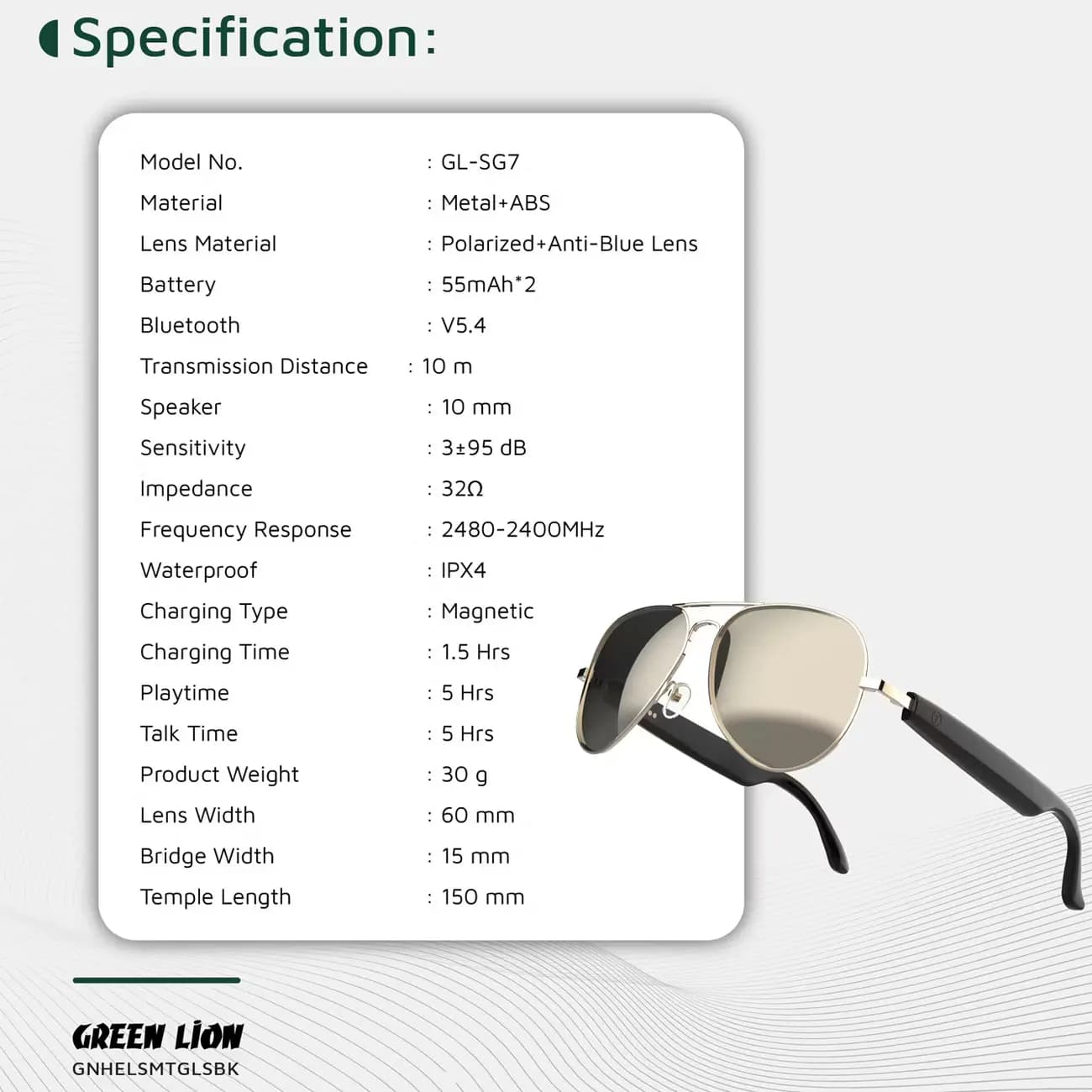 عینک هوشمند گرین GREEN HELSINKI SMART GLASSES — تصویر ۳