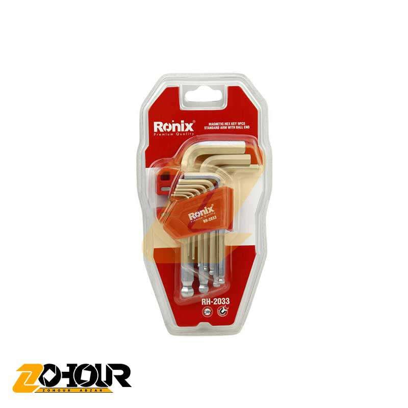 آچار آلن شش گوش رونیکس مجموعه 9 عددی مدل Ronix RH-2033 — تصویر ۲