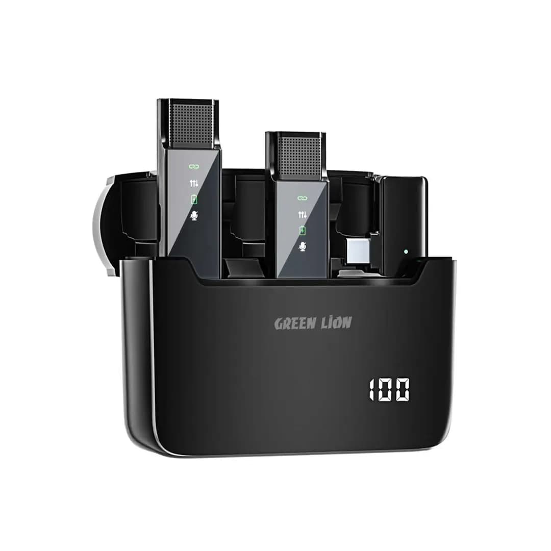 میکروفون یقه ای بیسیم تایپ سی گرین مدل GREEN 2 IN 1 Digital Display