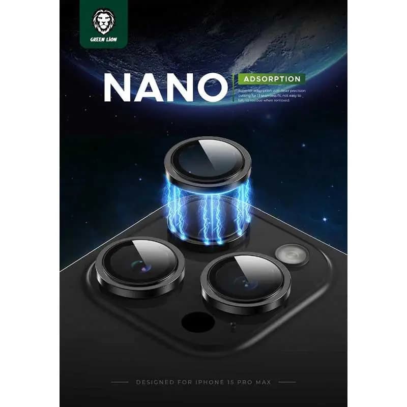 محافظ لنز آیفون 15 پرو مکس گرین مدل HD PLUS CAMERA LENS 15 PRO MAX — تصویر ۵