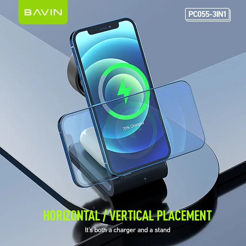 شارژر 3کاره وایرلس باوین مدل BAVIN PC055 Wireless charger 3-IN 1 — تصویر ۸