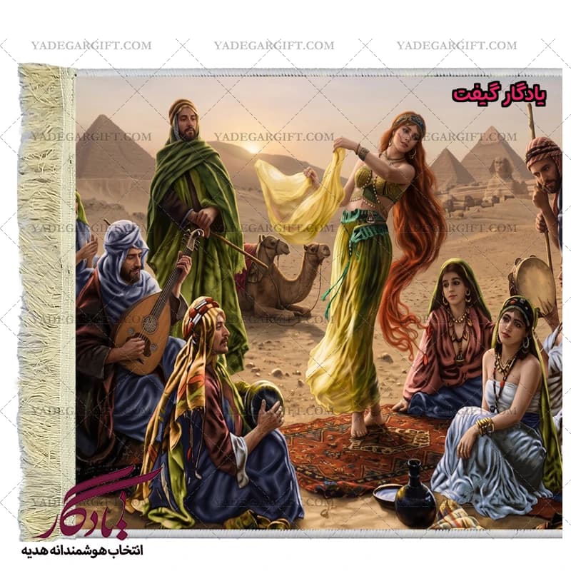 تابلو فرش ایرانی طرح بزم صحرا کد i39 — تصویر ۲