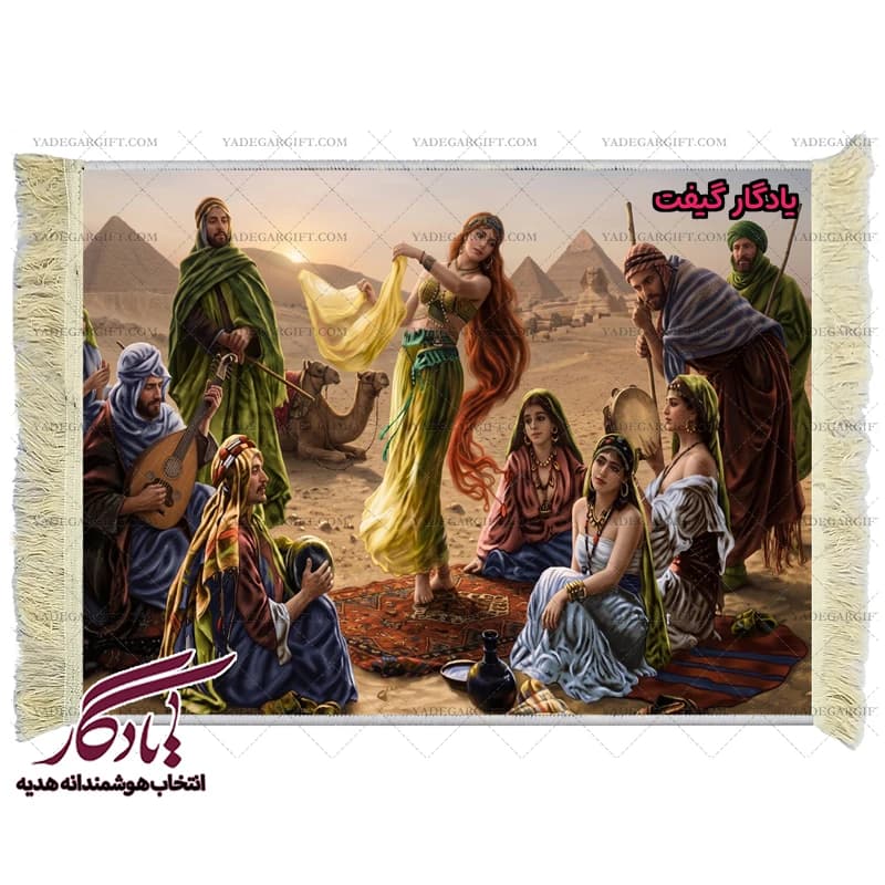 تابلو فرش ایرانی طرح بزم صحرا کد i39