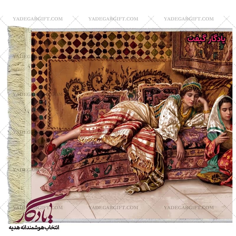تابلو فرش ایرانی ندیمه بانو کد i29 — تصویر ۲