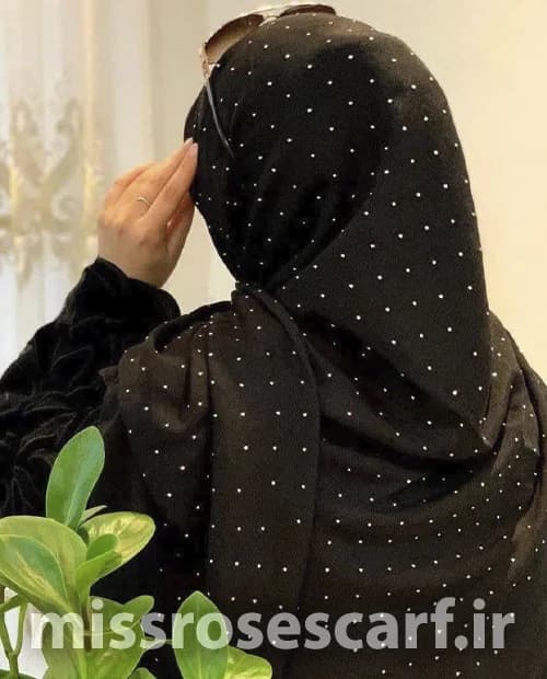روسری مشکی مجلسی نگین دار