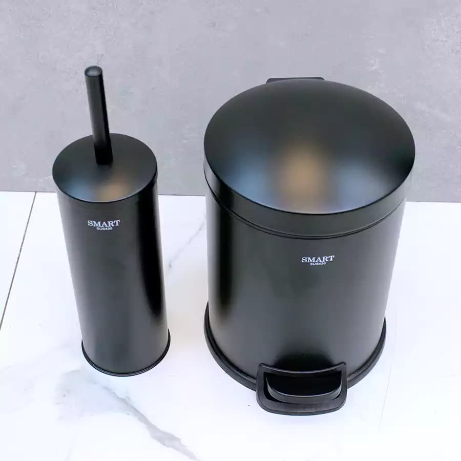 سطل و برس 5 لیتر پدالی گرد برند SMART (مشکی مات) — تصویر ۵