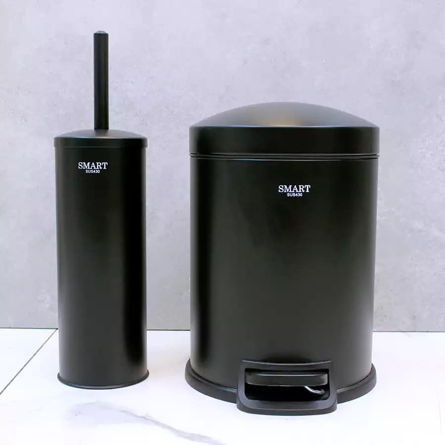 سطل و برس 5 لیتر پدالی گرد برند SMART (مشکی مات)