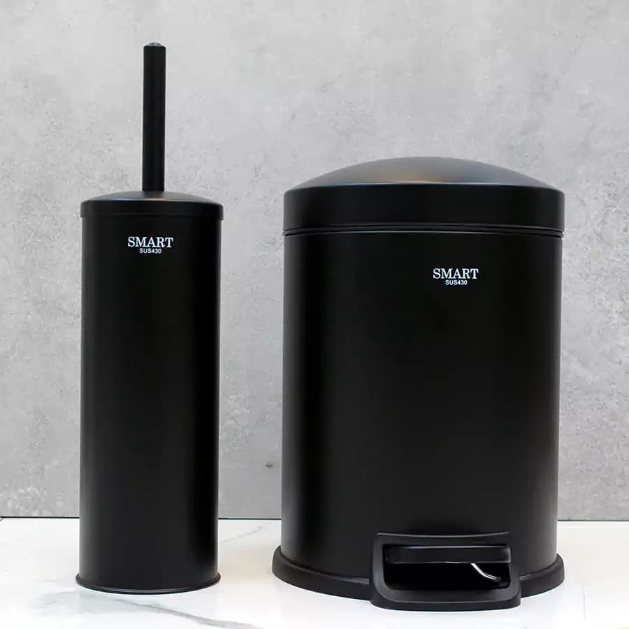 سطل و برس 5 لیتر پدالی گرد برند SMART (مشکی مات) — تصویر ۶
