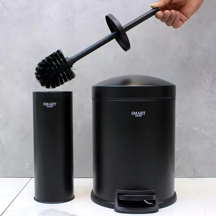 سطل و برس 5 لیتر پدالی گرد برند SMART (مشکی مات) — تصویر ۳