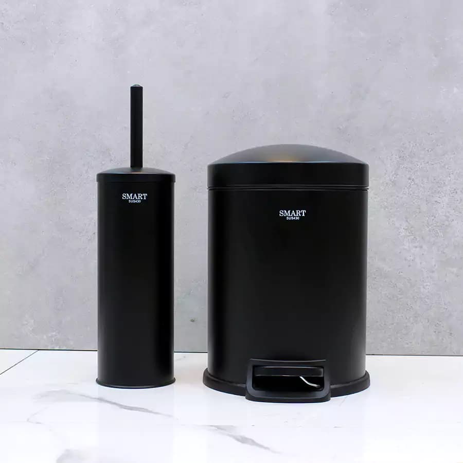 سطل و برس 5 لیتر پدالی گرد برند SMART (مشکی مات) — تصویر ۷