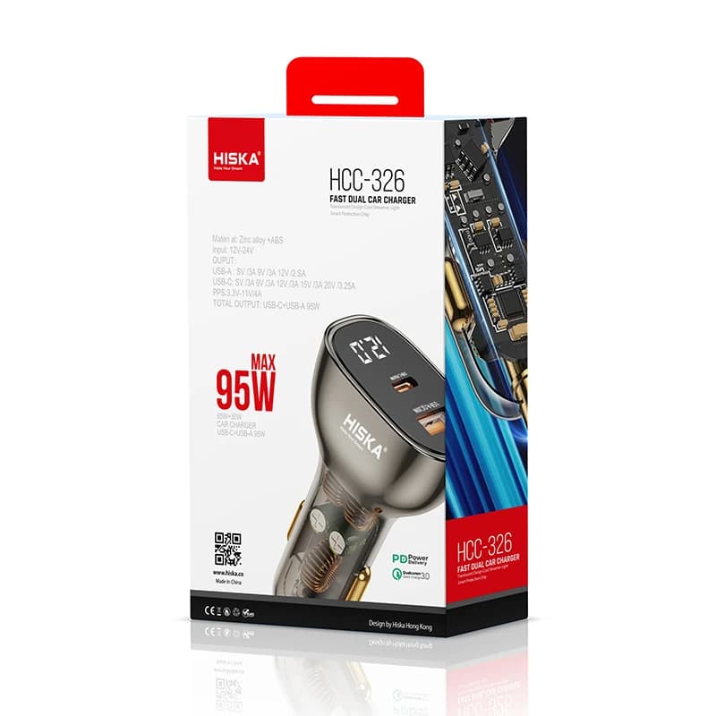 شارژر فندکی فست 95 وات هیسکا مدل HCC-326 — تصویر ۳