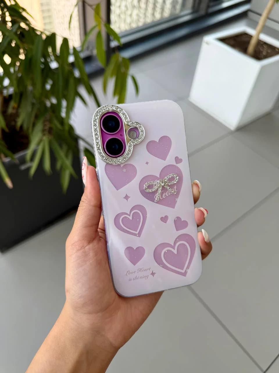 قاب ribbon heart صدفی (آیفون) — تصویر ۳