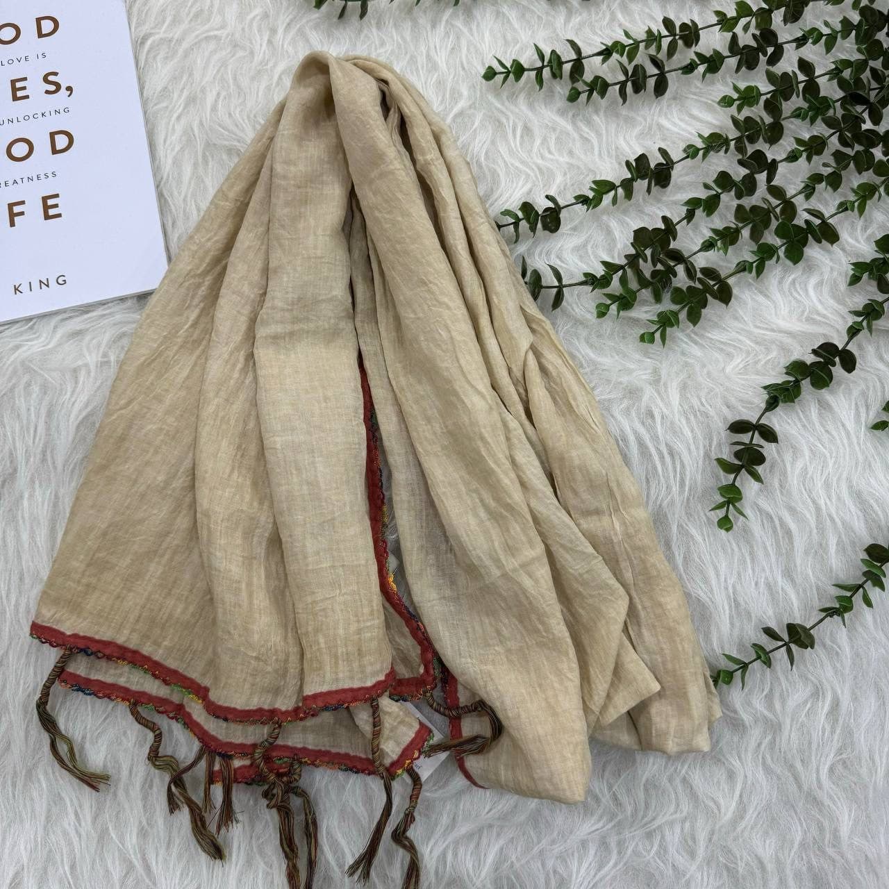 شال ساده نخی دندان موشی وارداتی کد 989 — تصویر ۳