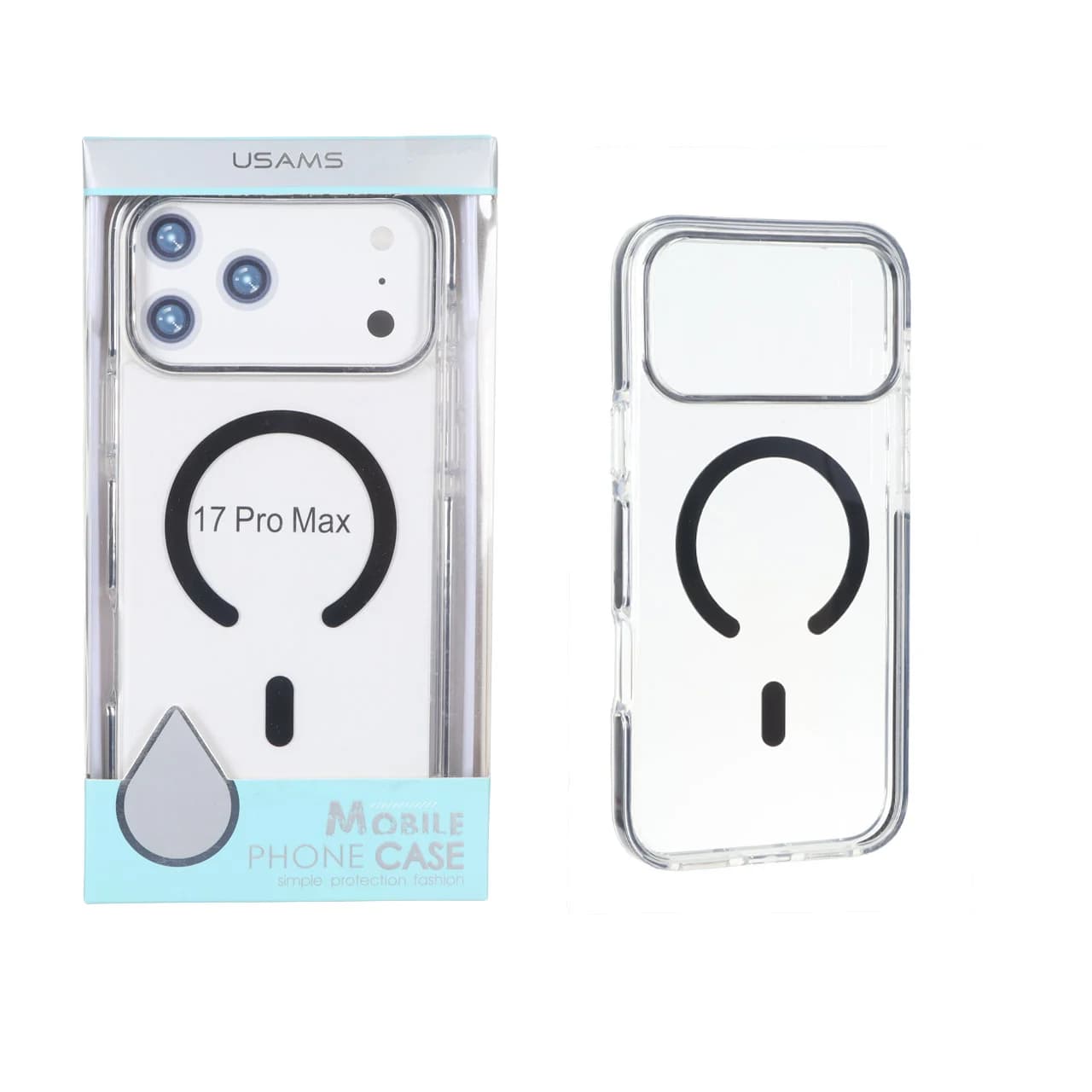 قاب اورجینال Usams پشت سخت شفاف MagSafe دور رنگی Apple iPhone 17 Pro Max / iPhone 18 Pro Max