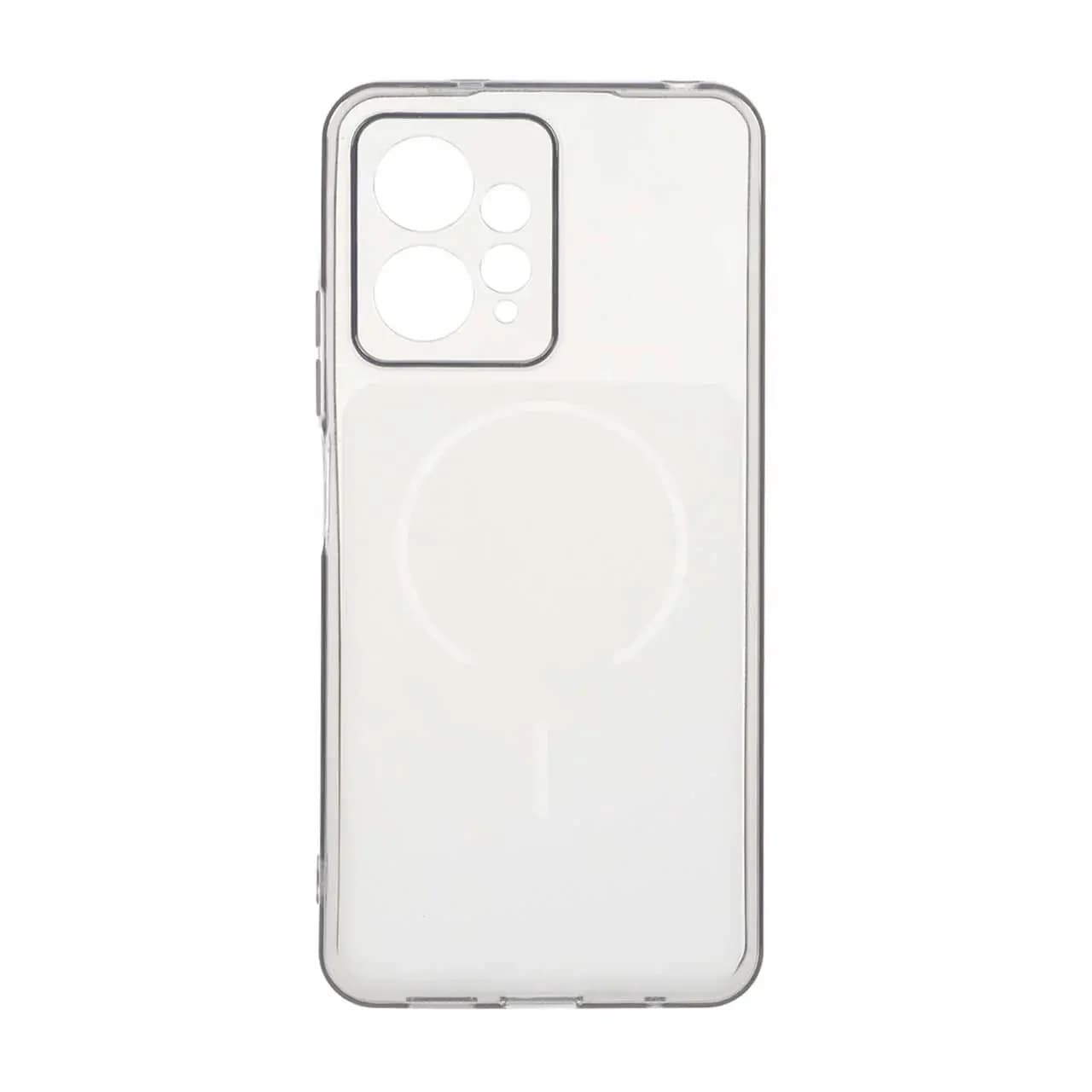 قاب ژله ای شفاف مستطیلی طرح مگ سیف محافظ لنزدار Xiaomi Redmi Note 12 4G – مشکی