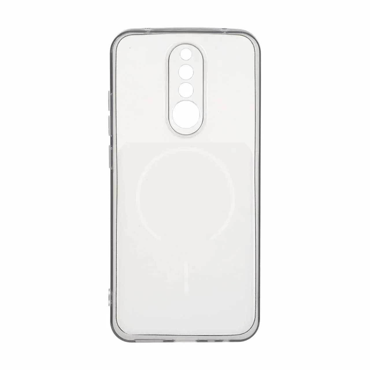 قاب ژله ای شفاف مستطیلی طرح مگ سیف محافظ لنزدار Xiaomi Redmi 8