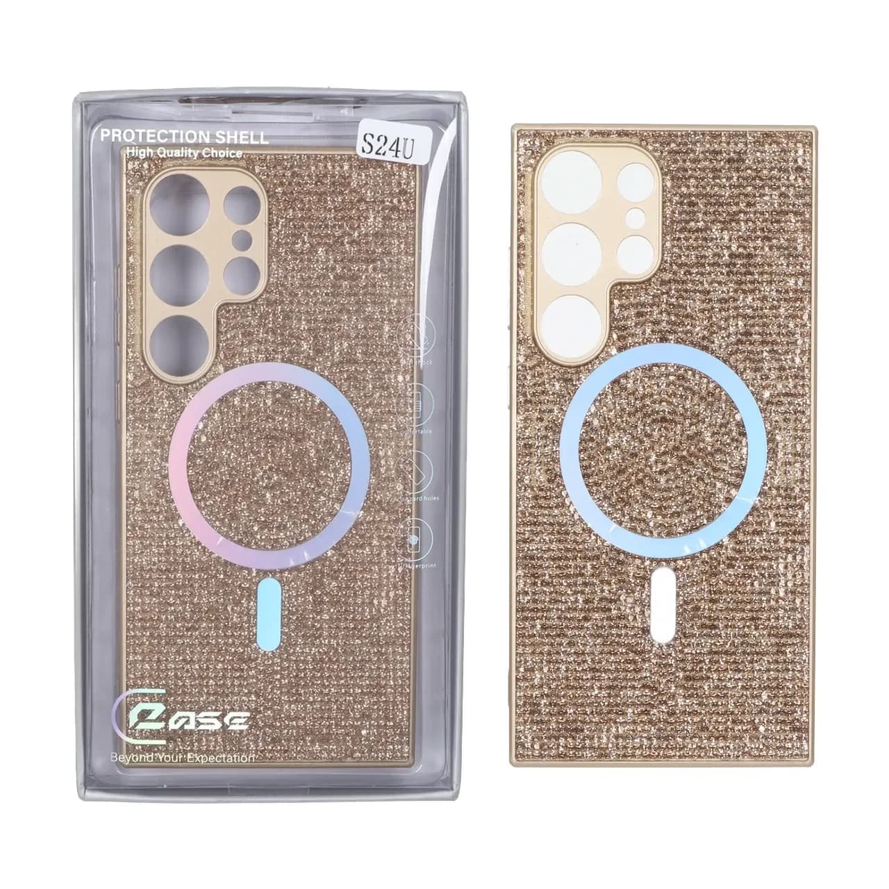 قاب C Case نگین دار MagSafe هولوگرامی محافظ لنزدار Samsung Galaxy S24 Ultra — تصویر ۲