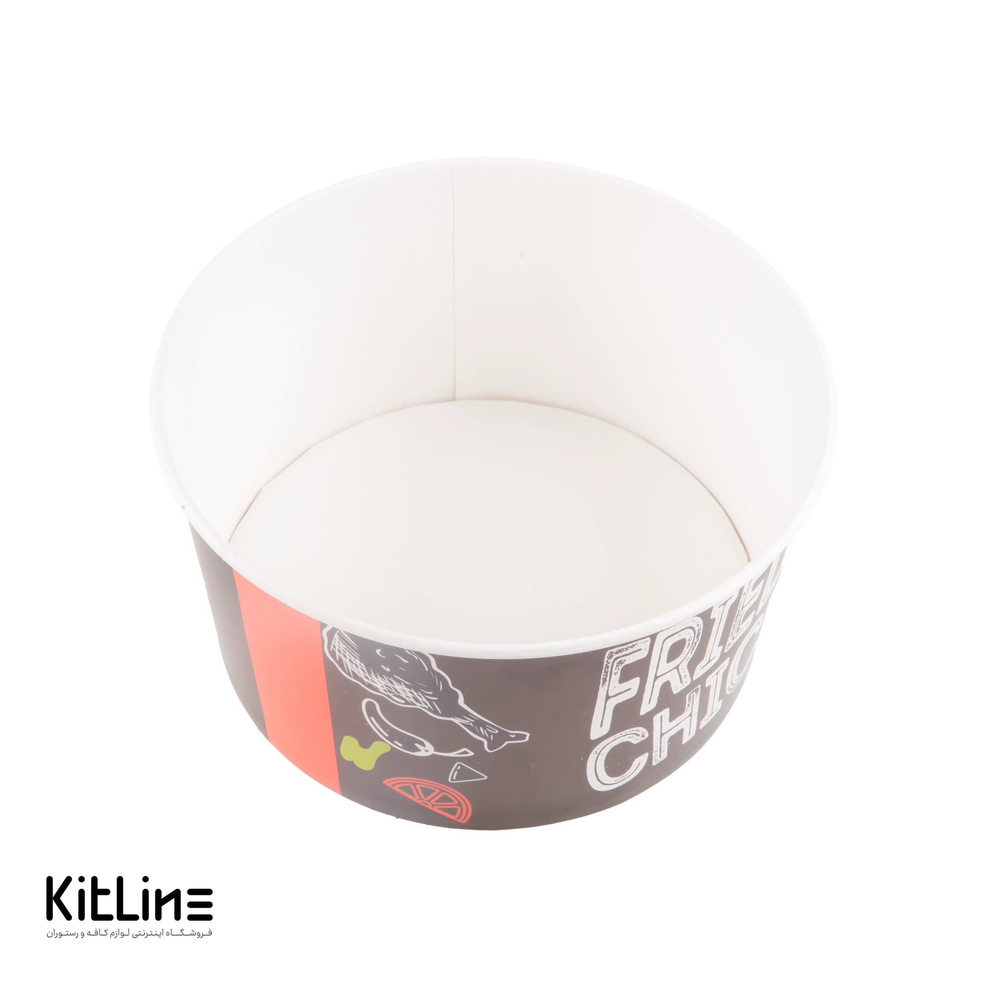 سطل سوخاری یکبار مصرف کاغذی ۲ لیتری طرح فراید چیکن مشکی همراه درب پاپک (بسته ۲۰۰ عددی) — تصویر ۴