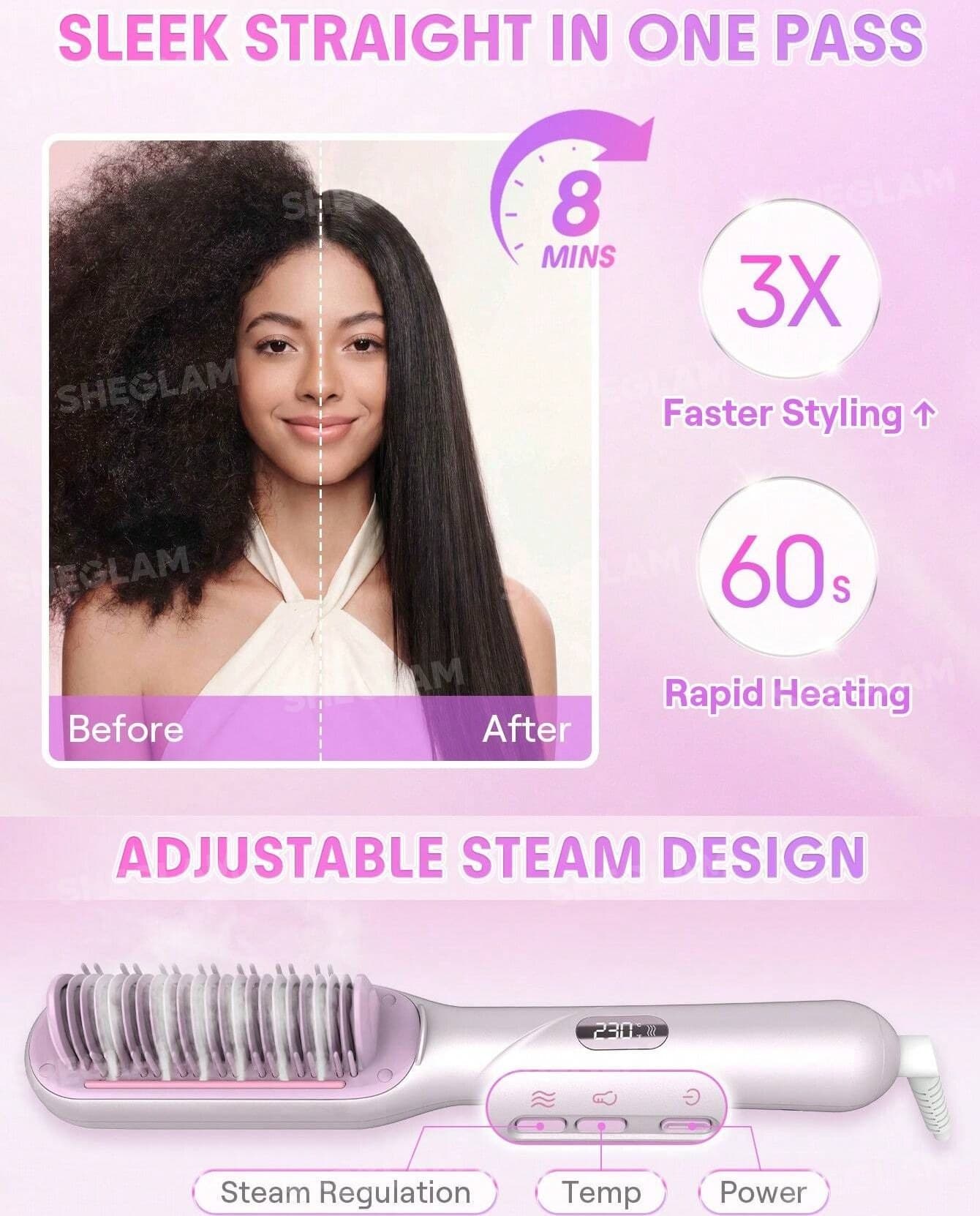 برس حرارتی بخار شیگلم Hydra Shot Steam Straightening Brush Pro | صاف کننده مو — تصویر ۳