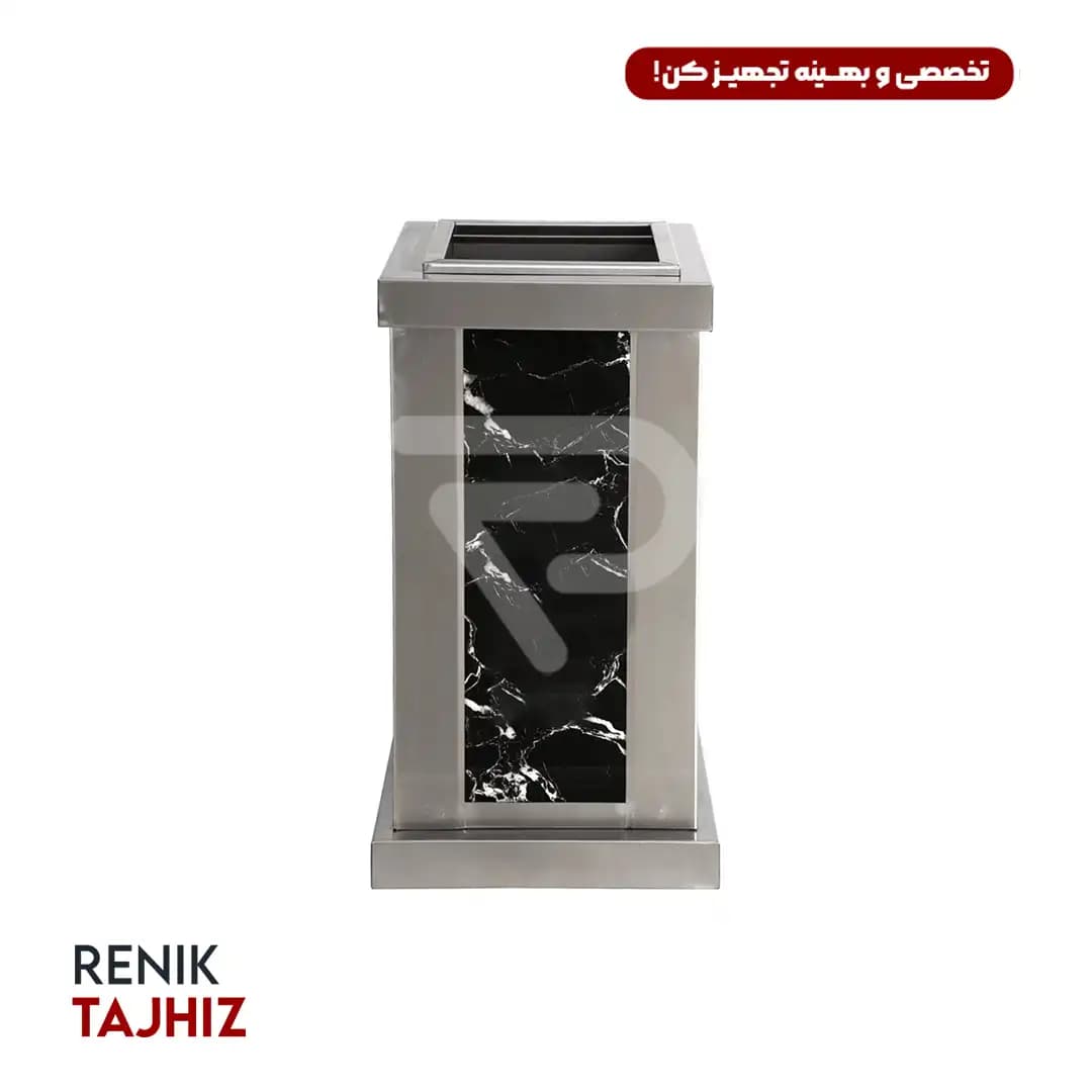 سطل زباله سنگ و استیل هتلی نقره‌ای Renik