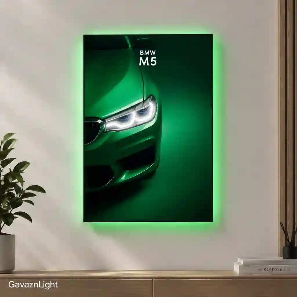 تابلو فتو نئون bmw m5 سبز