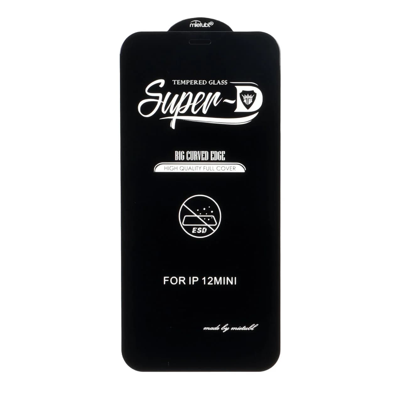 محافظ صفحه نمایش شیشه ای Apple iPhone 12 Mini – Full Cover Super D Mietubl – ESD – مشکی – NTC ORG