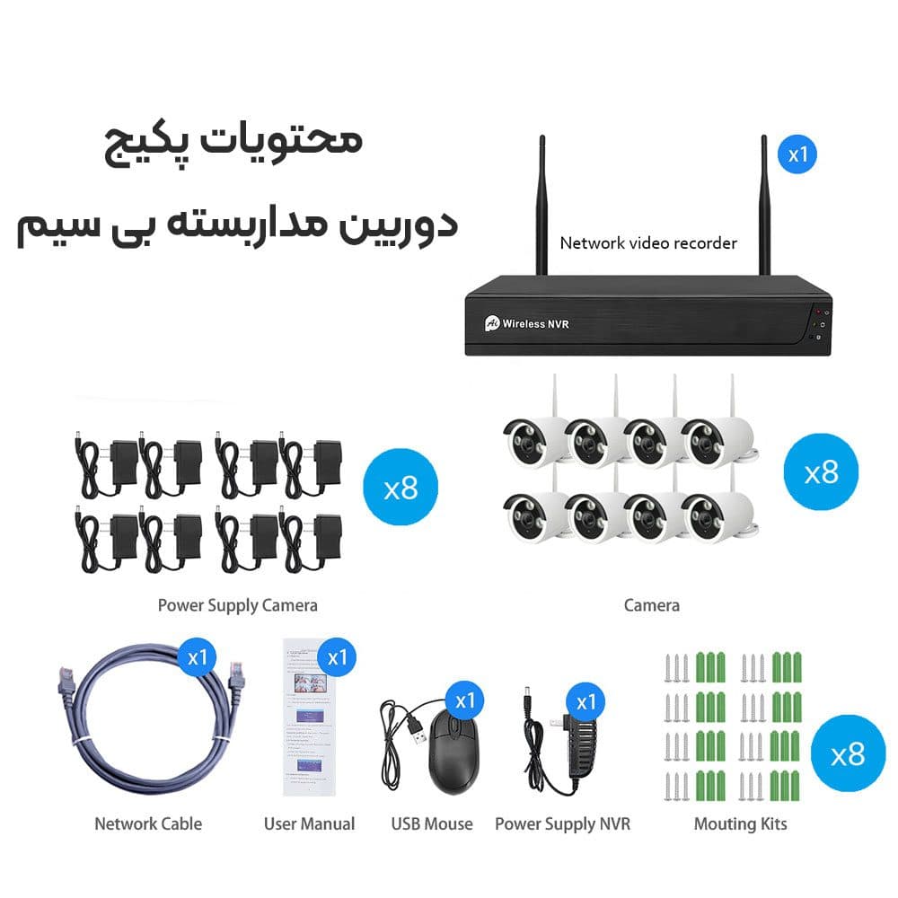 پکیج ۸ عدد دوربین مداربسته بی سیم tseye 5G — تصویر ۲