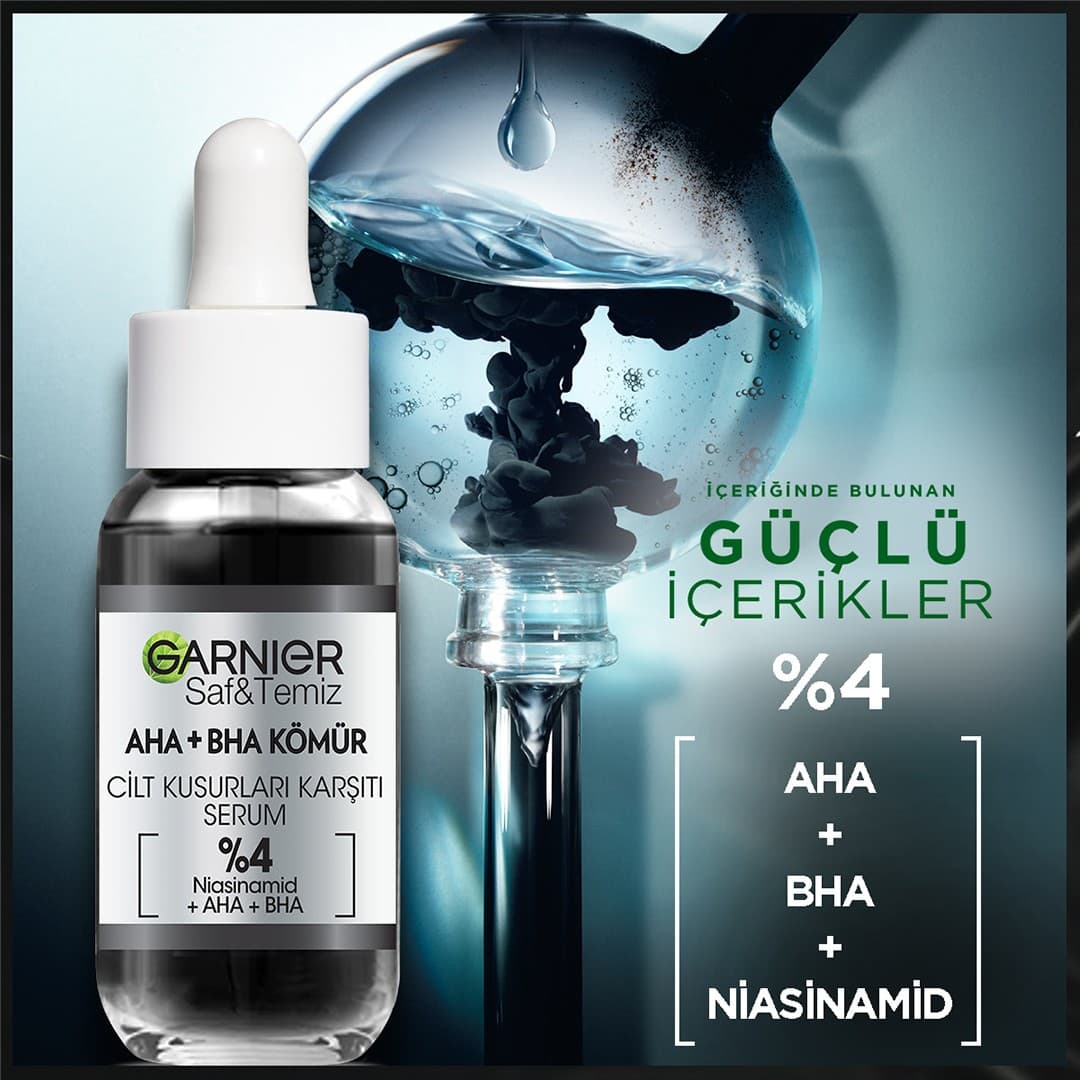 سرم لایه بردار ضد لک و رفع عیوب پوست زغال گارنیه مدل AHA + BHA حجم 30 میل — تصویر ۸