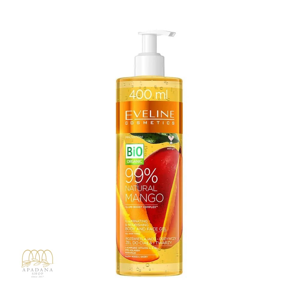 ژل روشن کننده و مغذی بدن و صورت انبه اولاین مدل Natural Mango حجم 400 میل