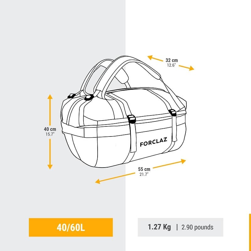 کوله حمل Forclaz مدل Duffel 500 Extend ظرفیت 60 لیتر — تصویر ۵