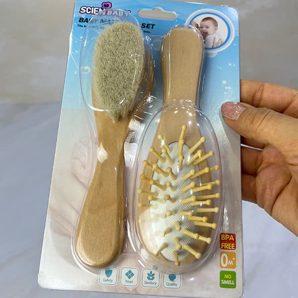 ست 2 عددی برس چوبی مناسب نوزاد و کودک — تصویر ۷