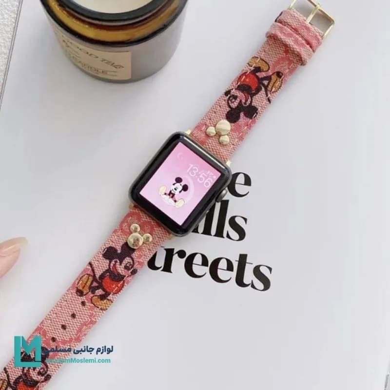 بند اپل واچ چرمی میکی موس کد W1186 | لوازم جانبی مسلمی — تصویر ۲